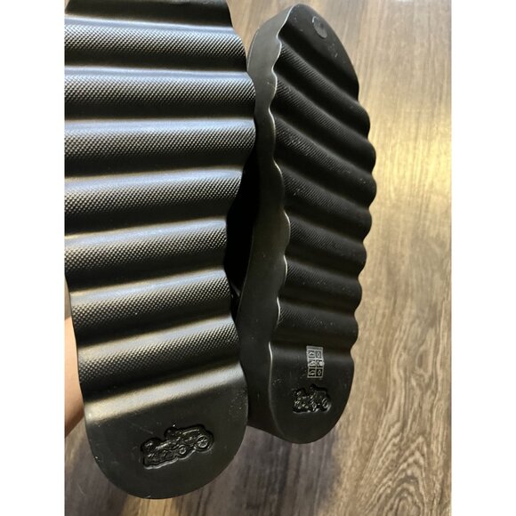 Coach Black City Hiker Lace Up Rubber Faux Shearling Ankle Boots size 7 - Picture 8 of 9